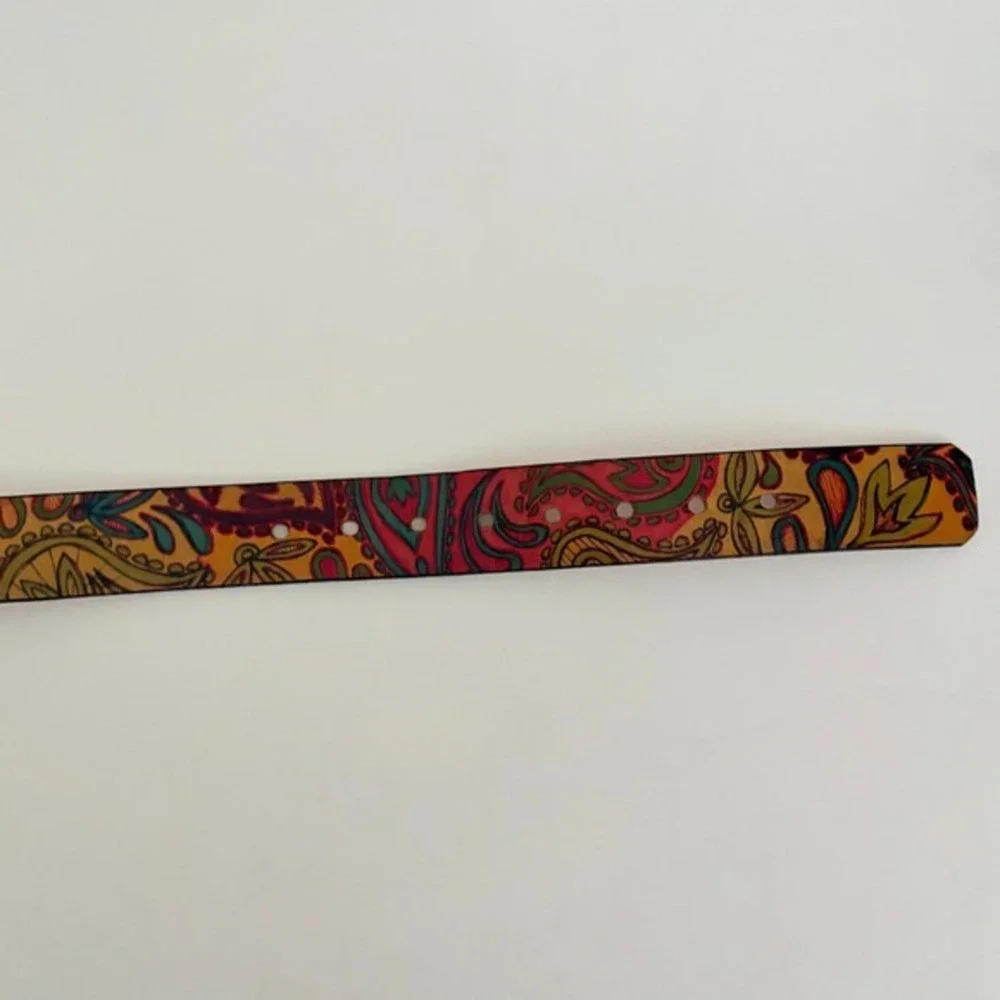 Unisex JON WYE Leather Paisley Belt Western Retro Made in  display picture 3